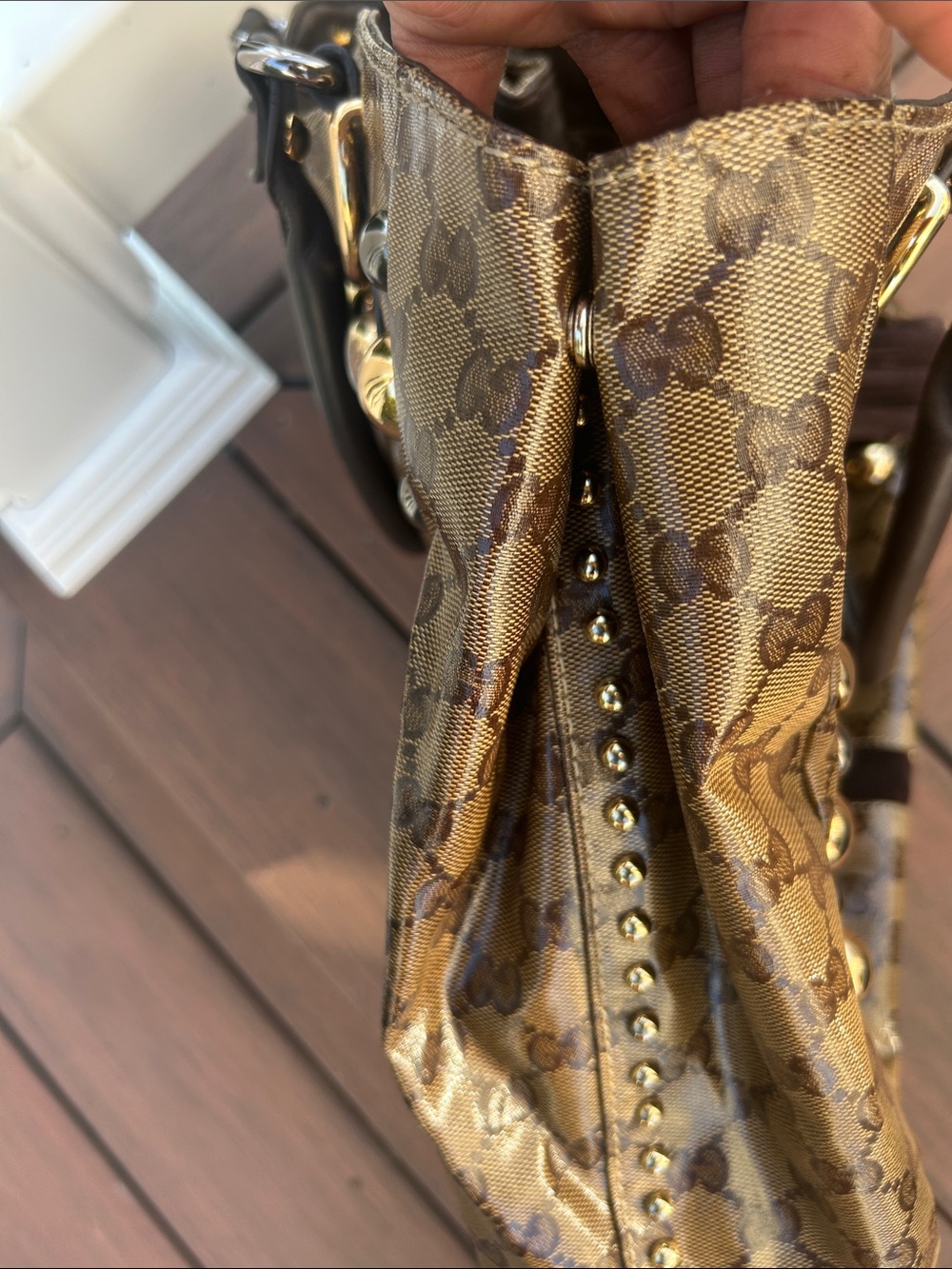 Gucci Brown Monogram Fringe Tote with Gold Accents - Picture 7 of 10